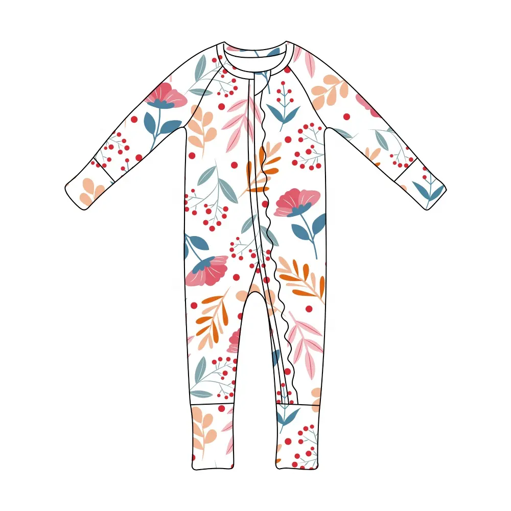 快適で通気性のあるかわいいプリント竹パジャマワンピースを着用するために、四季の赤ちゃんのためのODMカスタマイズ子供服
