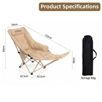 Chaise pliante portable avec réglage en hauteur, chaise de camping en forme de lune pour la sieste, la pêche et la plage