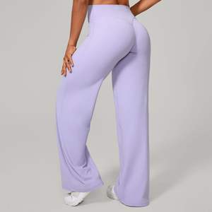 Pantalones <span class=keywords><strong>de</strong></span> yoga para levantamiento <span class=keywords><strong>de</strong></span> cadera <span class=keywords><strong>de</strong></span> secado rápido <span class=keywords><strong>de</strong></span> cintura alta con logotipo personalizado, pantalones acampanados ajustados <span class=keywords><strong>de</strong></span> pierna ancha, mallas deportivas para gimnasio para <span class=keywords><strong>mujer</strong></span> - Product Image 6