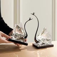 Statuette de cygne en cristal de luxe, haute clarté, artisanale, décoration de bureau à domicile, cadeau d'anniversaire de mariage, ornement de statue de cygne