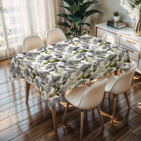 Nappe carrée en PVC gris RNPT avec motifs floraux en relief, lavable, pour événements, couverture en plastique pour festivals et fêtes