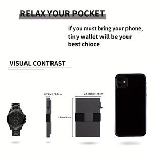 Portefeuille mince en métal d'aluminium pour homme avec plaque arrière extensible durable et minimaliste pour le porte-cartes Pop Blocage RFID pour le crédit C - Product Image 3