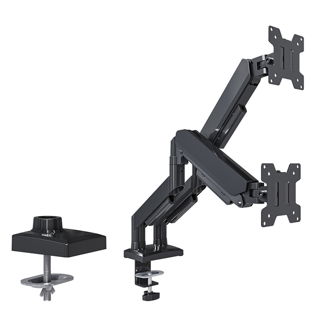 Aluminum Alloy  Black Dual Gas Spring Monitor Arm Adjustable  Rotate 360° Monitor Arm Stand Tilt +90° -  -45° Display Bracket