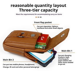 Marsupio in <span class=keywords><strong>Pelle</strong></span> PU da <span class=keywords><strong>Uomo</strong></span>, Borsa a <span class=keywords><strong>Tracolla</strong></span>, Portafoglio con Cintura, Fondina per Cellulare con Cinghia a Spalla - Product Image 4