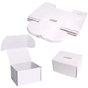 Boîte d'expédition en carton ondulé de luxe personnalisée, petite quantité en stock, emballage de parfum, entièrement blanche, 16x16x6, design plié, conception gratuite incluse - Product Image 1