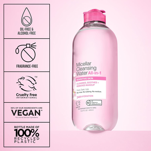 Eau micellaire, nettoyant hydratant pour le visage et démaquillant, adapté aux peaux sensibles, végan, sans cruauté, 13,5 fl oz (400 ml) - Product Image 3