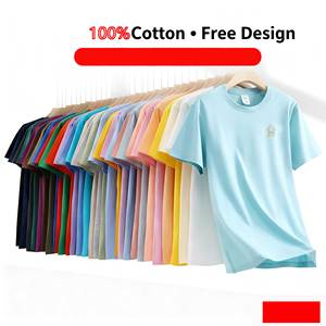 T-shirts personnalisés 100% coton pour hommes et femmes, 180 g/m², qualité supérieure, décontractés, entièrement en coton, tricotés, unis, logo brodé, tailles S-5XL - Product Image 2