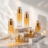 Flacon pompe et pot à crème en verre ambré dégradé de luxe OEM ODM avec logo personnalisé pour emballage de coffret cosmétique et soins de la peau