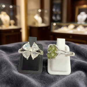 925 Sterling Silver Classic Floral Wedding <b>Ring</b> for Women Natural <b>Moonstone</b> Peridot Bezel Set Custom Logo Custom-made Silver - Product Image 3