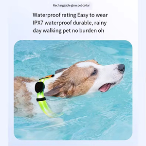 Correa y Collar Ajustable para Perro, con Luz <span class=keywords><strong>LED</strong></span>, de Nailon y PVC, Impermeable, Reflectante, Duradero, con Patrón Sólido, para Gatos - Product Image 4