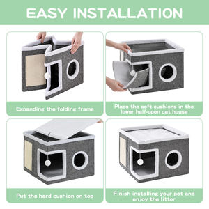 Теплая Складная кошачья кровать моющаяся кошачья кровать оптом Когтеточка для домашних животных аксессуары - Product Image 4