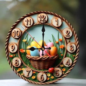 <b>Round</b> Wooden Wall Clock 25x25Cm Silent Non Ticking Easy Hang Home Indoor Decor - Product Image 1