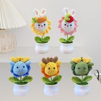 Ornement de pot de fleurs artificiel en crochet fait main, motif dragon végétal mignon et émotionnel, pour la décoration de la maison et du bureau