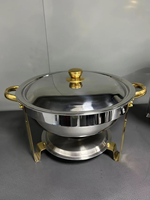 Vente directe usine – Réchaud de buffet rond en acier inoxydable semi-orné, chauffe-plat pour buffet, réchaud alimenté à l'alcool pour hôtel