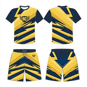 Ensemble complet d'uniformes de football personnalisés imprimés en gros, maillot de football avec technologie de découpe automatisée, impression 100 % polyester - Product Image 1