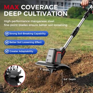 Cordless Tiller for Gardening Battery <b>Powered</b> Mini Cultivator 20V 3.0Ah Soil Cultivation PT13-002 Lightweight Design Easy to Han - Product Image 4