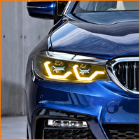 Pour BMW G30 G38 Série 5 2018 2019 2020 Phare fumé 4 feux de croisement 8 feux de route LED adaptatif avec accent bleu Plug and Play