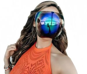 Masker wajah bersepeda profesional perlindungan UV penuh pelindung matahari HD anti-kabut lensa tersedia bingkai sampanye putih merah muda - Product Image 4