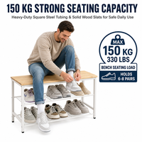 Banc à chaussures réglable à plusieurs niveaux avec cadre en acier robuste et assise en bois, organisateur de rangement pour entrée et couloir