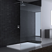 Panneaux muraux de douche Écran de douche Verre trempé Verre de sécurité Rectangle ABS Design clair moderne avec barre de support réglable