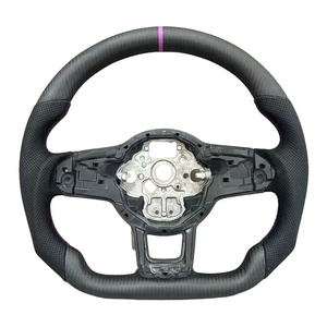 Volante de cuero de fibra de carbono personalizado apto para Volkswagen VW <span class=keywords><strong>Golf</strong></span> R Jetta Tiguan <span class=keywords><strong>MK2</strong></span> Passat B8 MK5 MK6 MK7 características deportivas - Product Image 1