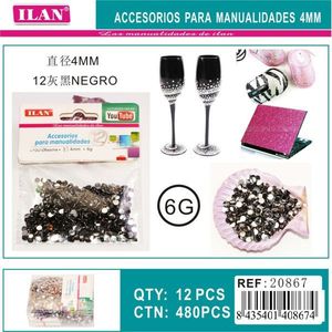 Strass Ilan 4 mm neri per la creazione di gioielli, confezione da 6G - Product Image 1