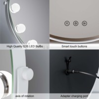 Adjustable Brightness Lighted Cosmetic Vanity Tabletop LED Makeup Mirror Touch Switch Magnifying Feature Metal+Glass