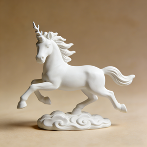 Figurine de <span class=keywords><strong>licorne</strong></span> en résine blanche sur <span class=keywords><strong>nuage</strong></span>, élégant ornement de décoration intérieure - Product Image 2