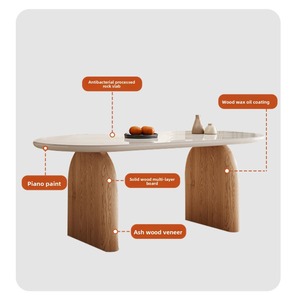 Санцевая каменная мебель резиновая деревянная современная роскошная комната 6 мест обеденный стол набор - Product Image 4