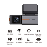 B2B DDP kamera dasbor mobil 2 saluran 1.47 inci, kamera perekam Video Dvr mobil 4k depan dan belakang 4K WiFi 4k pengurangan tarif