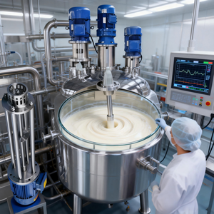 Mezclador de Crema Cosmética con Raspador, Agitador, Control de Temperatura, Tanque de Mezcla para Procesamiento de Emulsiones - Product Image 1