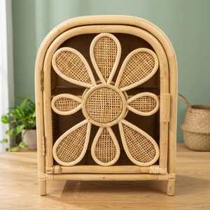 Armoire enfant en rotin Nhat Minh avec design floral et dessus arqué, rangement écologique pour chambre d'enfant - Product Image 4