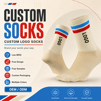Chaussettes de sport en coton jacquard avec logo, design rayé personnalisé, chaussettes de course respirantes, chaussettes de sport athlétiques