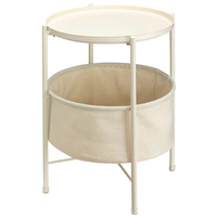 Table d'appoint ronde en métal de haute qualité avec panier de rangement en tissu