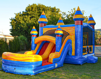 Château gonflable commercial double piste Midnight Combo en PVC avec toboggan et zone de saut, certifié CE, garantie 3 ans