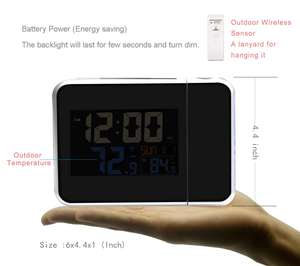 Horloge atomique de <span class=keywords><strong>projection</strong></span> de bureau à LED avec capteur numérique sans fil, température intérieure et extérieure, calendrier, alarme, rétroéclairage pour chambre à coucher, maison - Product Image 4