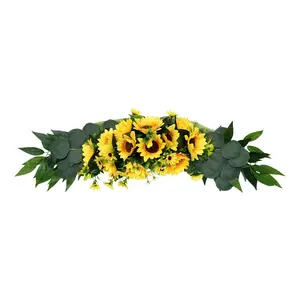 ZHH048 Hersteller Großhandel Custom American Home Garden Hängende künstliche Sonnenblume Eukalyptus Sturz Dekoration