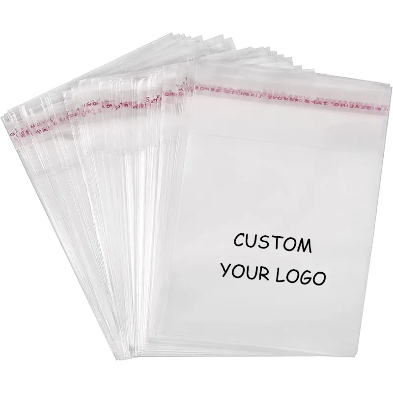 Custom Logo Poly Cellophane Resealable Self Sealing Transparent Apparel Package OPP Bag For Food Candy Jewelry Gift