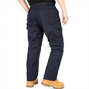 High Visibility Flame Retardant <b>Work</b> Pants Reflective Stripe <b>Cargo</b> Trousers Elastic Waist Safety Uniform Navy - Product Image 1