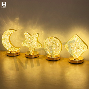 Lampe de table LED sans fil pour <span class=keywords><strong>restaurant</strong></span>, lampe de nuit en cristal rechargeable, plumes de paon, <span class=keywords><strong>lune</strong></span>, chambre à coucher de luxe - Product Image 2