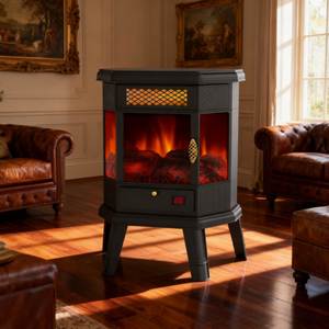 Chauffage d'appoint infrarouge électrique portable sur pied, support TV, fonctionnement en anglais, pour usage domestique et hôtelier, prise US, matériau métallique - Product Image 6