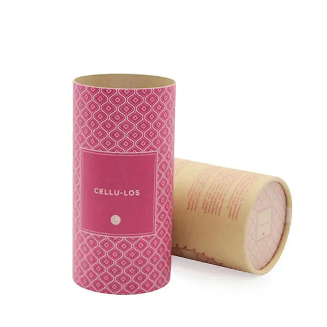 Biodegradable Kraft Paper Tube Packaging 2 Piece Long Lid Cylinder Coffee Bean Tea Packaging Tube Canister with Custom Printing