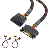 Cable de extensión de alimentación macho a hembra SATA15Pin trenzado de nailon de 0,3 m 18AWG Serial SATA Disco duro PC Cables convertidores de potencia