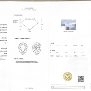 Diamants en vrac IGI CVD 1,57 CT VS1, taille poire, fantaisie bleu vif, diamant de laboratoire cultivé - Product Image 6