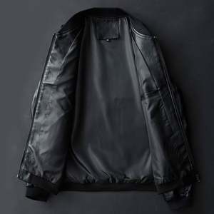 Veste en cuir matelassé à col mandarin pour homme, style bomber, tendance de la mode, séchage rapide, vêtements d'hiver personnalisés - Product Image 5