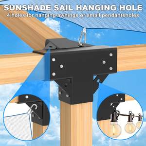 Kit de pérgola magra de 15 °, soporte de techo de pérgola inclinada de 4 vías 4x4, base de poste en ángulo, soporte de poste de madera 4x4, soportes de Gazebo DIY - Product Image 3