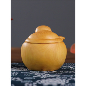 Estatua de Buda Maitreya de madera maciza de boj, tallada a mano, con rostro y gran vientre, artesanía creativa, adorno decorativo. - Product Image 4