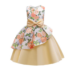 2026 New Girls Sleeveless Floral Print Party Dress Satin Bow Design Pastoral Style Kids Evening Gown Birthday Dress - Product Image 5