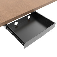 Tiroir sous bureau JH-Mech avec gestion des câbles pour bureau à domicile, fixation murale, métal noir