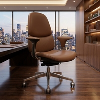 Chaise de bureau de direction ergonomique moderne à dossier haut en cuir véritable, hauteur réglable, accoudoirs fixes, housse amovible, aluminium